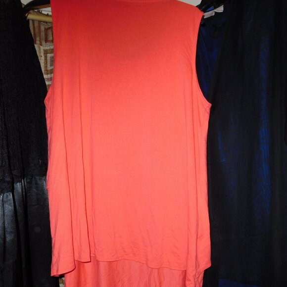 2X ALFANI FAUX LAYERED KNIT TANK TOP CREW NECK ASYMETRIC FRONT ORANGE - Picture 5 of 5